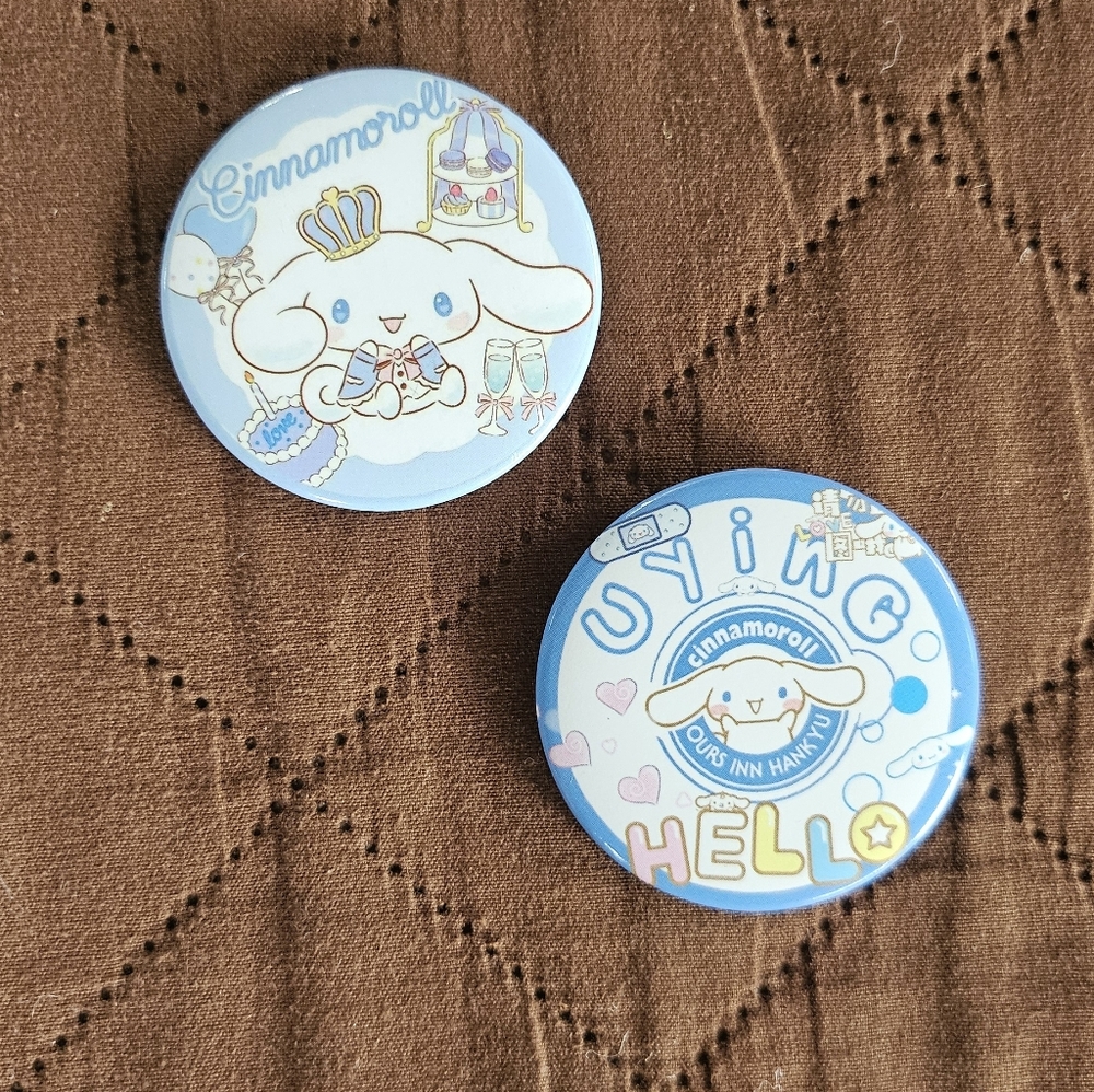 Cinnamoroll buttons, new without tags,  Sanrio, 2 buttons, women's accessories